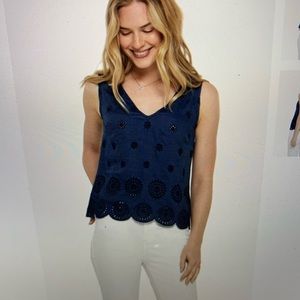 ECRU BARDOT Beautiful Blue Eyelet embroidered lined Tank in a size Small…